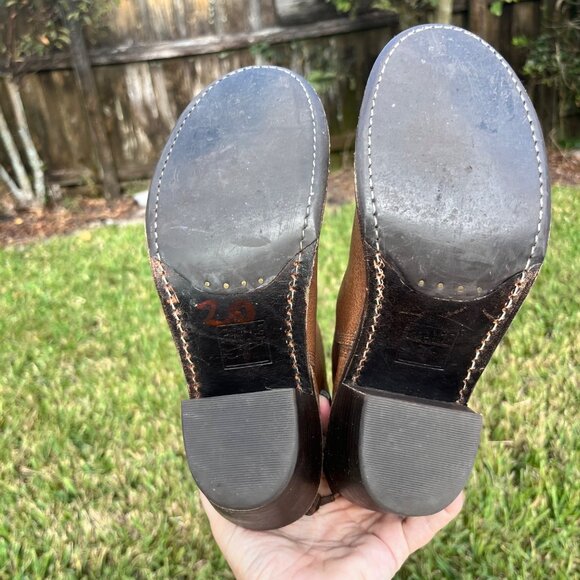 Frye Carmen Short Back Lace Brown Leather Ankle Boots Size 6.5 - Picture 6 of 7